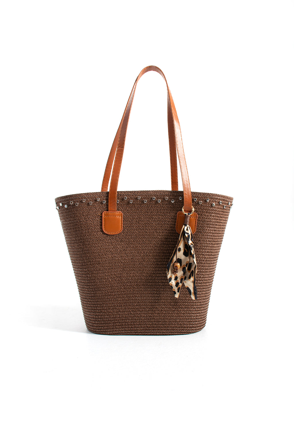 Kadın Kahverengi Hasır Shopper Omuz Çantası - Toscane
