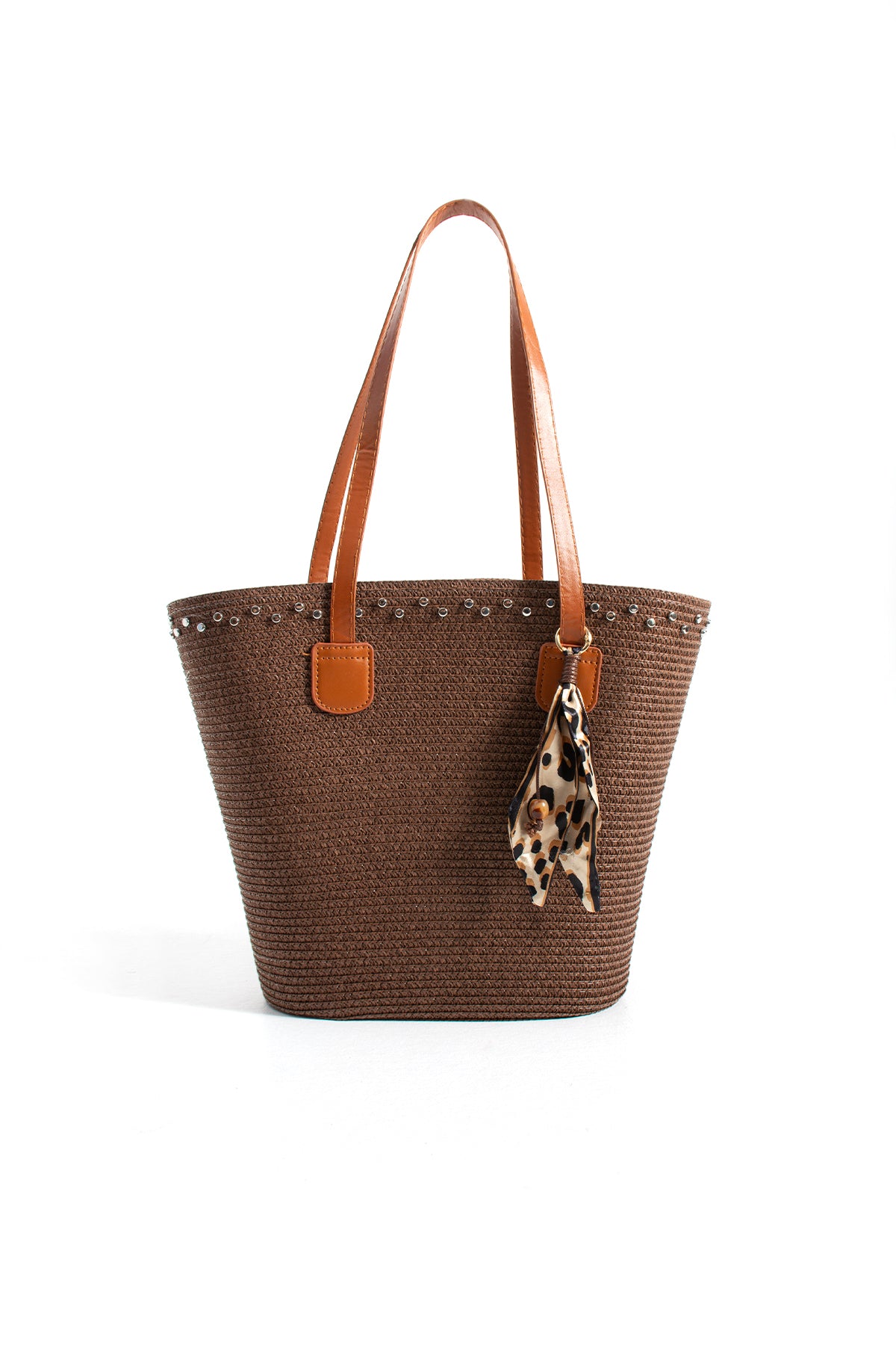 Kadın Kahverengi Hasır Shopper Omuz Çantası - Toscane