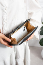Kadın Siyah Simli Abiye Clutch Çanta - Lunaire Étoile