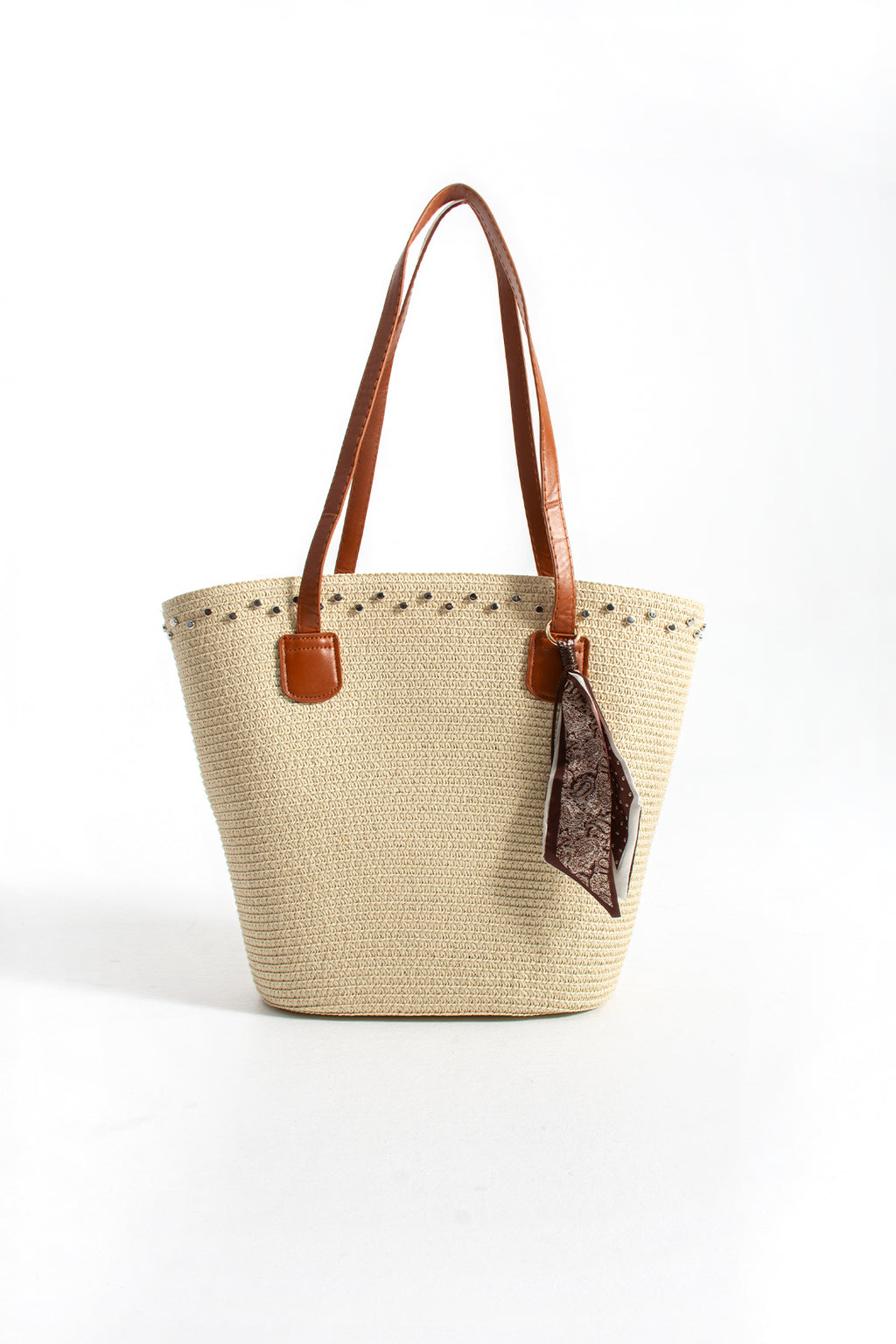 Kadın Krem Hasır Shopper Omuz Çantası - Éloise