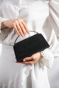 Kadın Siyah Dalgalı Abiye Clutch Çanta - Lunaire Obsidienne