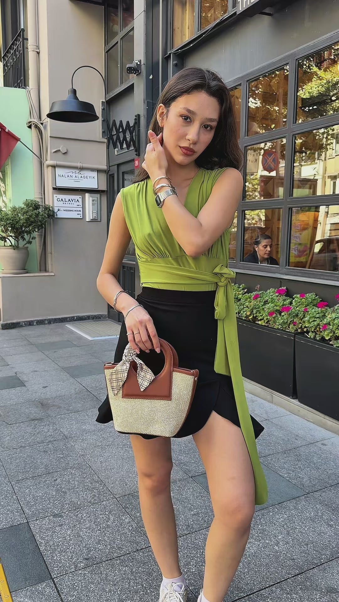 Kadın Hasır Görünümlü Taba Omuz ve El Çantası - Margaux